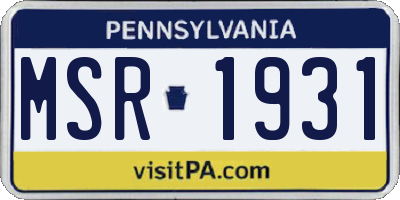 PA license plate MSR1931