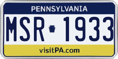 PA license plate MSR1933