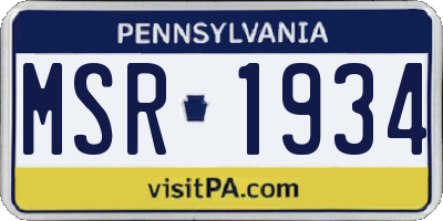 PA license plate MSR1934