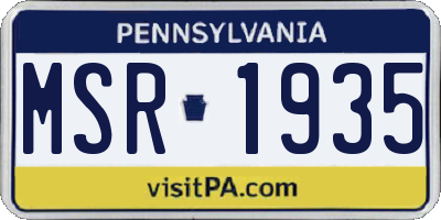 PA license plate MSR1935