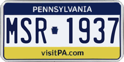 PA license plate MSR1937