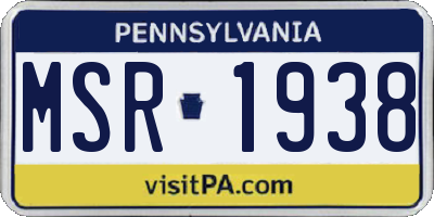 PA license plate MSR1938