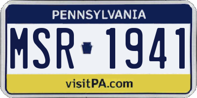 PA license plate MSR1941