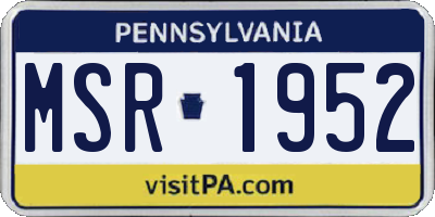 PA license plate MSR1952