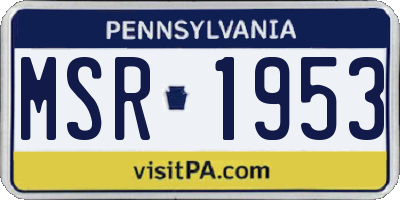 PA license plate MSR1953