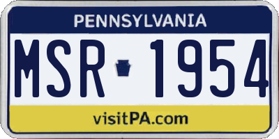PA license plate MSR1954
