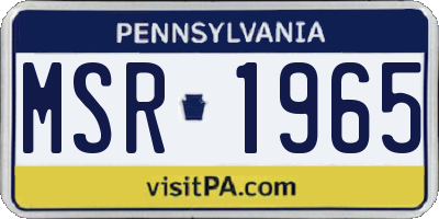 PA license plate MSR1965