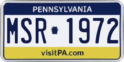 PA license plate MSR1972