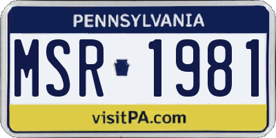 PA license plate MSR1981