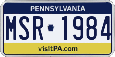 PA license plate MSR1984