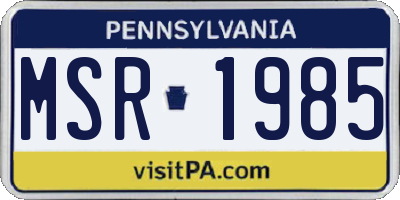 PA license plate MSR1985