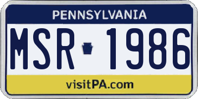 PA license plate MSR1986