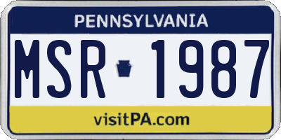 PA license plate MSR1987