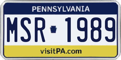PA license plate MSR1989