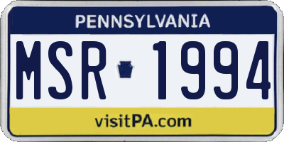PA license plate MSR1994