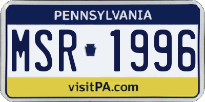 PA license plate MSR1996