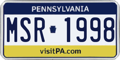 PA license plate MSR1998