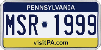 PA license plate MSR1999