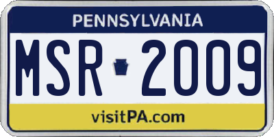 PA license plate MSR2009