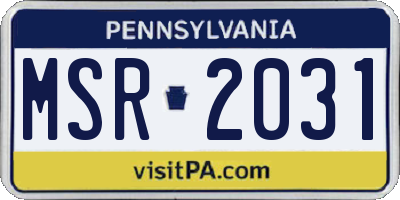 PA license plate MSR2031