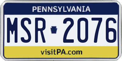 PA license plate MSR2076