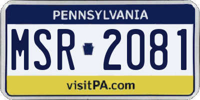 PA license plate MSR2081