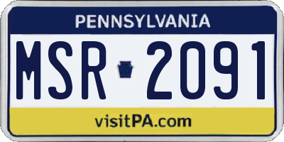 PA license plate MSR2091