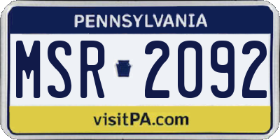 PA license plate MSR2092