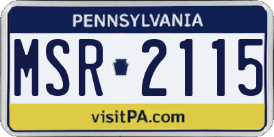 PA license plate MSR2115