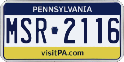 PA license plate MSR2116