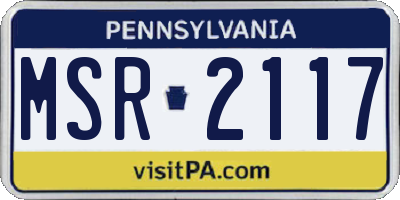 PA license plate MSR2117