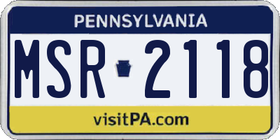 PA license plate MSR2118