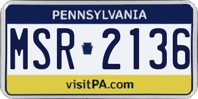 PA license plate MSR2136
