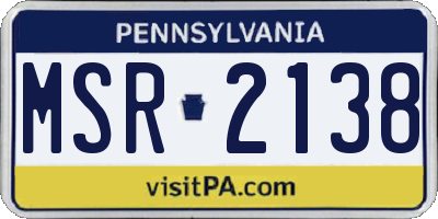 PA license plate MSR2138