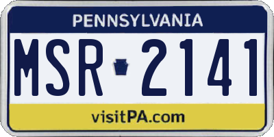 PA license plate MSR2141