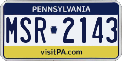PA license plate MSR2143