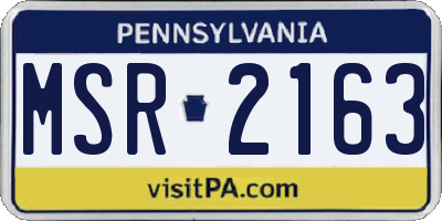 PA license plate MSR2163