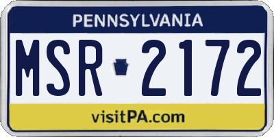 PA license plate MSR2172