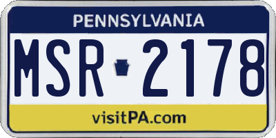 PA license plate MSR2178