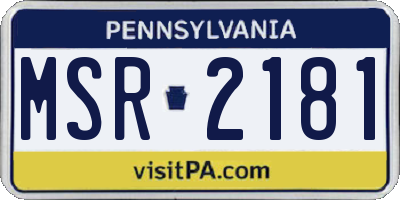 PA license plate MSR2181