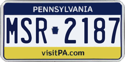 PA license plate MSR2187