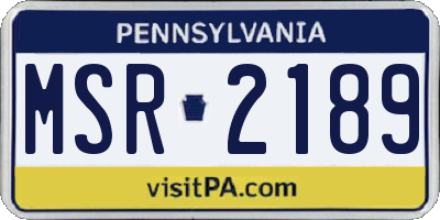 PA license plate MSR2189