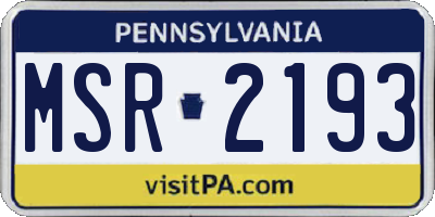 PA license plate MSR2193
