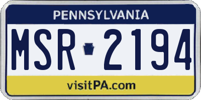 PA license plate MSR2194