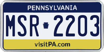 PA license plate MSR2203