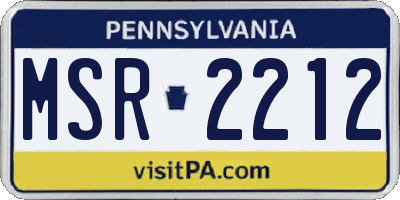 PA license plate MSR2212