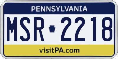 PA license plate MSR2218