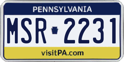 PA license plate MSR2231