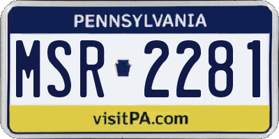 PA license plate MSR2281