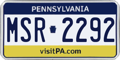 PA license plate MSR2292
